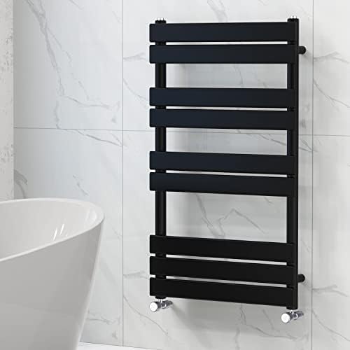 NRG Bathroom Flat Panel Heated Towel Rail Radiator Modern Central Heating Warmer Wall Mounted Ladder Rad 650×400mm Black