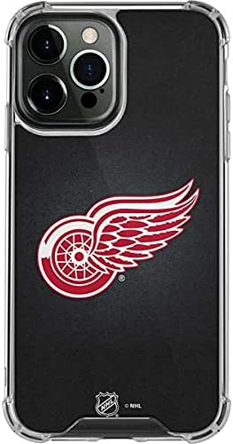 Skinit Clear Phone Case Compatible with iPhone 13 Pro Max - Officially Licensed NHL Detroit Red Wings Black Background Design