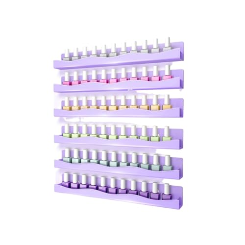 XIUsheUA Estante de Pared for esmaltes de uñas, Paquete de 6, 15 Pulgadas, Rosa Claro, Organizador de esmaltes de uñas for 48-66 Botellas, Estante Multiusos para manicuristas, salón de manicura