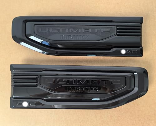 Image of 2pack OEM 2019-2026 Ultimate Duramax Vent Emblem 3.0L Diesel Truck Turbo Right Left 3D Nameplate Badge Replacement for Sierra 1500 85158224 85158223 (Gloss Black)
