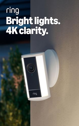 Image of Ring Spotlight Cam Pro, Wired (newest model), White with Hardwired Kit for Cameras