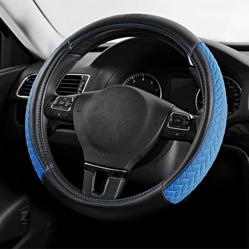 Skechers Steering Wheel Cover,Max Cushioning Leather Steering Wheel Cover Universal Fit 14" 1/2-15" Car Wheel Protector for Men Women Fit Suvs,Vans,Sedans,Car,Trucks,Blue by Skechers - Used condition - US$16.14