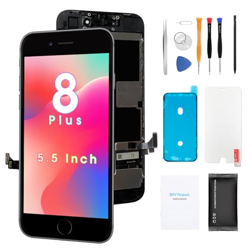 Screen Replacement for iPhone 8 Plus 5.5’, 3D Touch Display Full Repair kit, Digitizer Assembly with Tools Set, Tempered Glass, Instruction by DIYREpair - Used condition - US$8.97