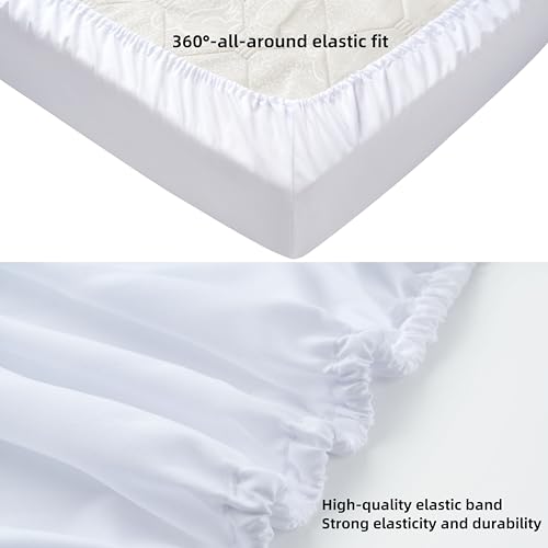 Image of HBHLFZ Crib Sheets for Boys, Girls, 28x52 Inch Fitted Crib Sheet - 8 Inch Deep Pocketed Fixed Sheet - Soft and Comfortable Microfibre - Fits Standard cot and Toddler mattresses, White