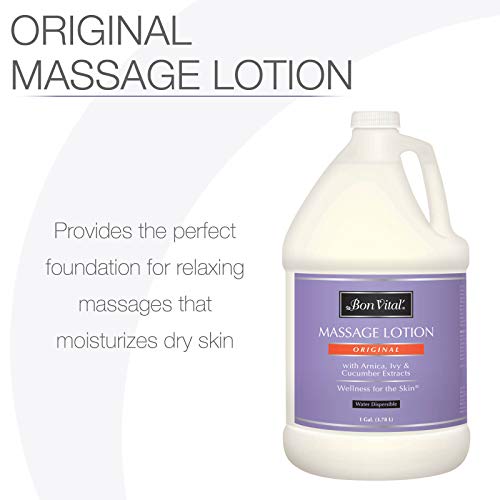 Bon Vital' Original Massage Lotion For A Versatile Massage Foundation To Relax Sore Muscles & Repair Dry Skin, Lightweight, Non-Greasy Formula To Moisturize And Repair Dry Skin, 1 Gallon Bottle #TOP1