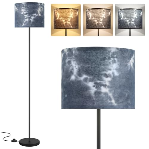 Ambimall 60'' Modern Floor Lamp with Shade, Tall Lamps for Living Room, Bedroom, Office, Dining Room, Hand-Dyed Blue Lampshade(Without Bulb)