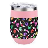 Funny Skulls and Winged Hearts Lovely Stainless Steel Insulated Cup Small Coffee Mug Fashion Travel