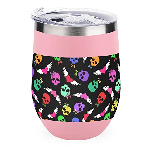 Funny Skulls And Winged Hearts Lovely Stainless Steel Insulated Cup Small Coffee Mug Fashion Travel Tumblers With Lid #TOP27