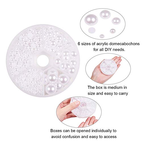 Ph Pandahall 6 Sizes White Flat Back Pearls Cabochon 690Pcs Flat Pearls Gems For Crafts Shoes Hairband Scrapbooking Embellishment Makeup Wedding Diamond Phone Nail Making 4Mm 5Mm 6Mm 8Mm 10Mm 12Mm #TOP7
