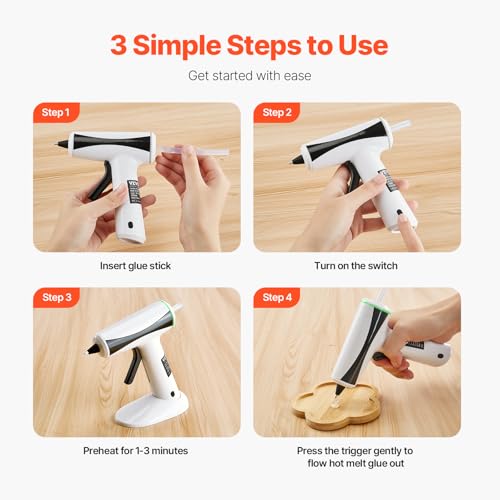 VEVOR Hot Glue Gun, Rechargeable Cordless Glue Gun, Mini Wireless Hot Glue Gun Kit with 2200mAh Battery, 20 Pcs Glue Sticks, Fast Preheating & High Temp, for Crafts, Arts, DIY, Quick Home Repairs by VEVOR - Used condition - Image 6
