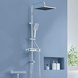 Auralum Columna Ducha sin Grifo con Eestante, Cromo