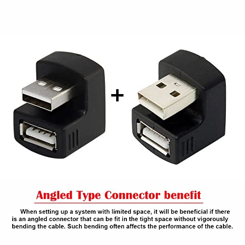 Chenyang Cy 2Pcs Usb 2.0 Male To Female Extension Adapter Low Profile Up & Down Direction Angled 360 Degree #TOP1