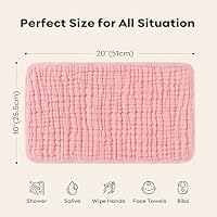 Looxii Muslin Burp Cloths Baby Girl 6 Pack - 20" x 10" - Ultra Soft & Absorbent, 6-Layer 100% Cotton for Spit Up & Drool- Gentle Baby Burping Cloth, Newborn Essentials Shower Gift Girl, Gradient Pink — image 7