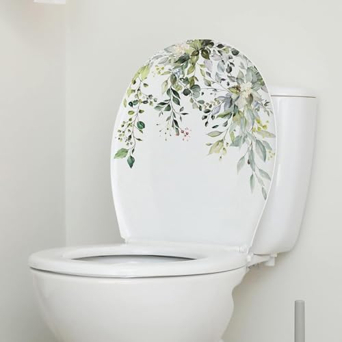 Grüne Pflanze Blätter Blumen WC-Sitz Aufkleber Badezimmer Blatt Blumen Toilettendeckel DIY abnehmbar wasserdicht WC Aufkleber für Regentonne