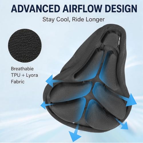 JFT Bike Seat Cushion - Soft Inflatable Air Cushion Bicycle Seat Cover with Adjustable Pressure - Extra Padding for Comfortable Rides - Ideal for Mountain, Sports & Stationary Bikes (BC-352 Black) — view 5