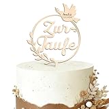 UNISUNSG Kuchen Topper Zur Taufe Holz Personalisiert Cake Topper Taufe Party Kuchendeko Kuchenstecker Tortendeko