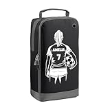 Personalised Kids Boot Bag – Custom Name Sports Shoe Bag for Football, Rugby, Cricket, PE & School – Gift for Boys & Girls (Girl Shirt + Number, Black)