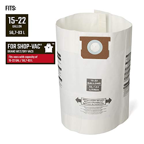 Craftsman Cmxzvbe38772 General Purpose Wet/Dry Vac Dust Collection Bags For 15 To 22 Gallon Shop Vacuums, 3-Pack #TOP1