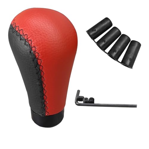 ZIMISI 5 Speed Shifter Knobs, Manual Transmission Shifting Stick Handle, Leather Car Gear Shift Knob, Universal Car Shifter Lever Replacement Accessories for Most Manual Vehicles (Red)