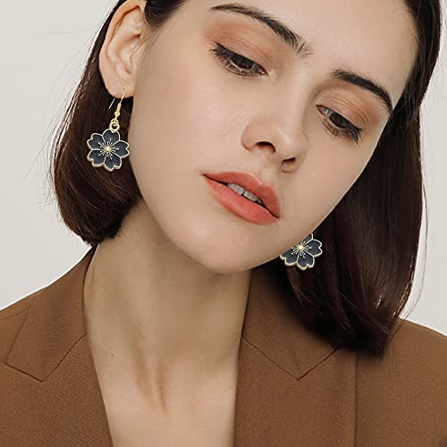 Chanaiqw 4 Pairs Retro Earrings For Women Girl Retro Daisy Flower Earrings Hawaii Daisy Flower Earrings Dangle Alloy Daisy Flower Hawaii Plant Earrings Set (4 Pairs Retro Earrings-Black+White+Pink+Red) #TOP6