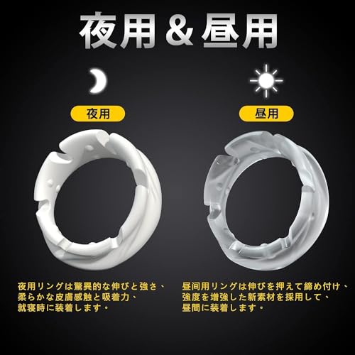 Giftoyou ペニスリング コックリング 4点セット 昼用&夜用版 脱落防止 超通気性 高弾力 締め付け感 シリコン製 アダルトグッズ 大人のおもちゃ - 画像3