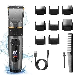 Professional Hair Clippers for Men, Mens Professional Hair Clippers Ceramic Blade Electric Cordless Hair Trimmer Haircut Machine IPX6 Waterproof