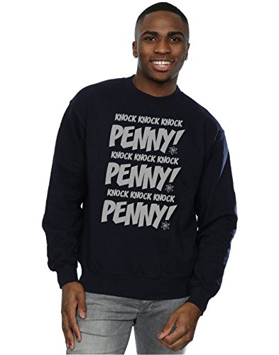 Absolute Cult The Big Bang Theory Men's Sheldon Knock Knock Penny Sweatshirt Navy Blue XX-Large