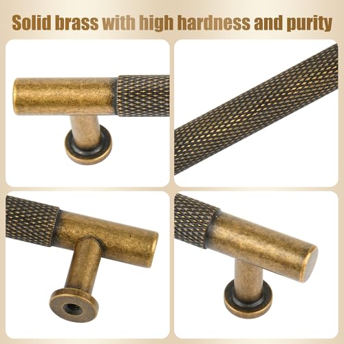 AQKKNY 5 Pack Matt Coffee Bronze Solid Brass Cabinet Handles,Kitchen Drawer Pulls, 6-3/10 Inches Furniture Door Handles for Cupboard Bedroom Wardrobe(Modern Reticulation) by AQKKNY - Used condition - Image 4