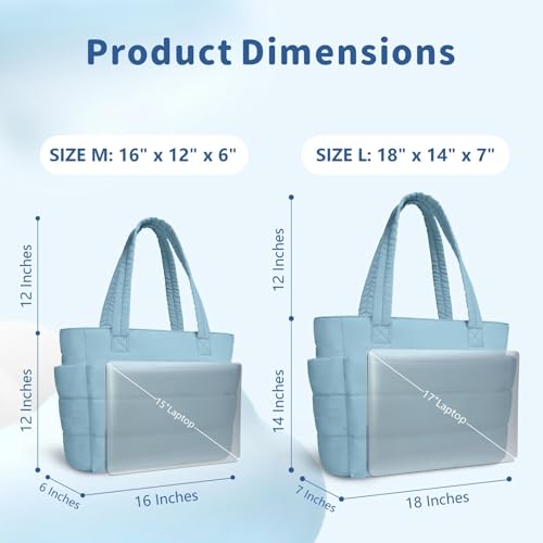 TOPDesign Puffer Tote Bag for Women, Lightweight Puffy Handbag with Compartments & Cosmetic Bag, Quilted Shoulder Bags for Work, Travel, Gym, Gifting (M Blue Grey) by TOPDesign - Used condition - Image 5
