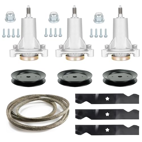 Magorfas 54" Deck 187292 Spindle Rebuild Kit for Craftsman/for Husqvarna YTH2454 LGT2654 LGT2554,Include 3 Spindles 187292 192870, 3 Pulleys 129861, 3 Blades 187256, 1 147 1/2" Deck Belt 196103 by Magorfas - Used condition - US$99.25