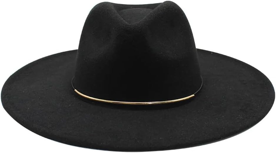 Women Big Edge Wool Fedora Hat Panama Jazz Caps Wide Brimmed Hat