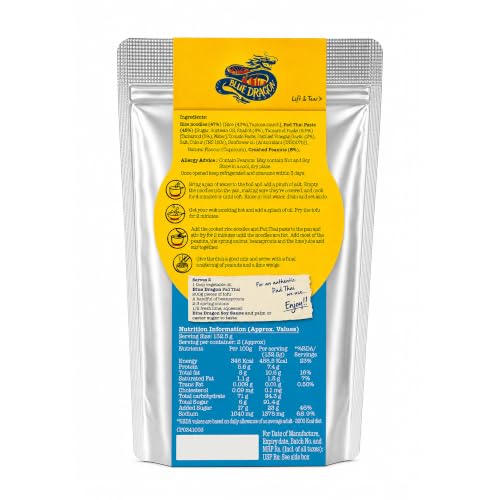 Image of Blue Dragon Pad Thai Noodle Kit, 265g | Authentic Imported Thai Meal Kit | Includes Premium Rice Noodles, Sauce & Crushed Peanuts | Restaurant-Style at Home | Ready in 15 Minutes | Vegan | Serves 2