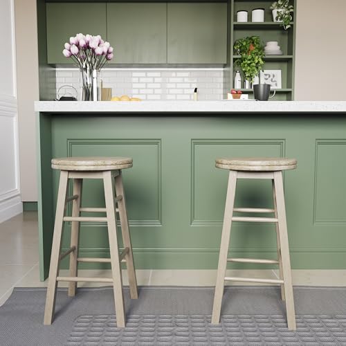 Chef Vida Modern 360° Swivel Breakfast Bar Stool for Kitchen Counters, Natural Wood