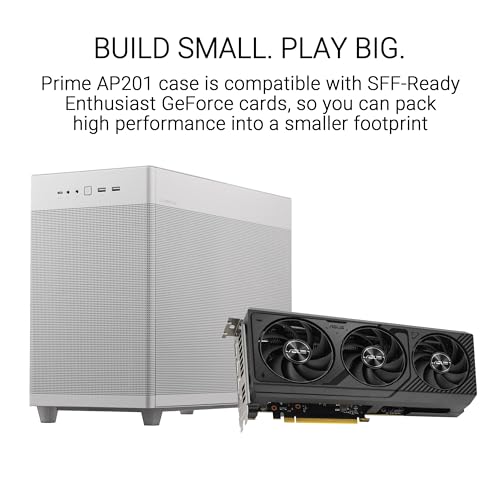 Image of ASUS Prime AP201 Micro ATX White PC case,SFF Ready Compact Design, Tool-Free Side Panels Quasi-Filter mesh, Support 360 mm Coolers Graphics Cards up to 338 mm, ATX PSU Compatible, 2 Year Warranty