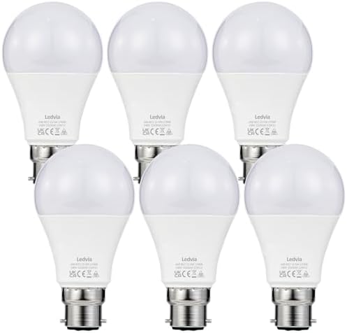 B22 Bayonet LED Light Bulb Equivalent to 100W, 13.5W 1520 Lumen Warm White 2700K, Non-Dimmable, Energy Efficiency Class E, 6 Pack