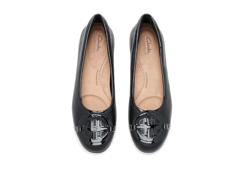 Clarks Collection Women's Cathrynn Luna Ballet Flat, Black Leather, 8 Wide US by Clarks - Used condition - Image 2