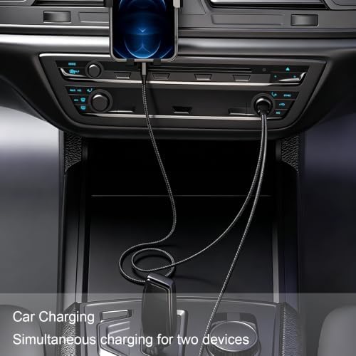 USB-C 2 in 1 Cable 0.6FT, USB-A to Dual Type-C Charging Cord Black — 사진 5