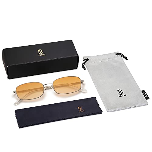 Image of SOJOS Trendy Rectangle Sunglasses Womens Mens, Retro 80s 90s Y2k Chic Narrow Thin Skinny Sunnies SJ1187