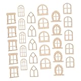 SOIMISS 150stücke Holz Feentür Und Fenster Bausatz Für Feengarten Zubehör Miniatur Gartentür Rohholzfenster Für Diy Rohmöbel Und Puppenhaus Holzrahmen