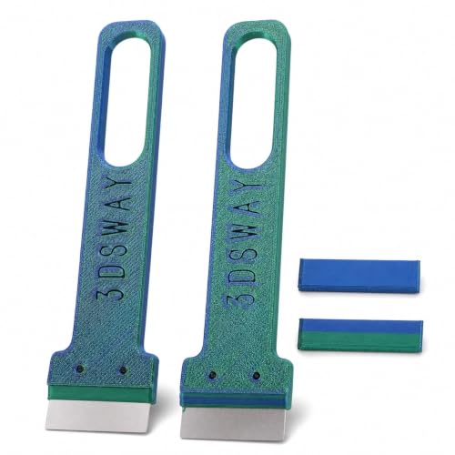 Elprico 2PCS 3D Printer Scraper, SK5 Steel Build Plate Cleaning Tool Print Bed Spatula with Screw Fixation, for Lab