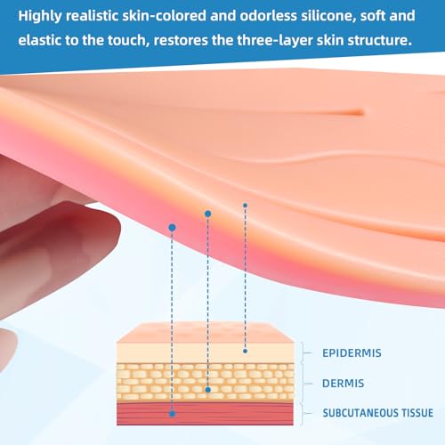Image of Suture Practice Pad Three-Layer Silicone Skin Kit, Upgraded 17 pre-Cut Wounds, Suture Pad for Medical and Veterinary Students Training (Pack of 3)