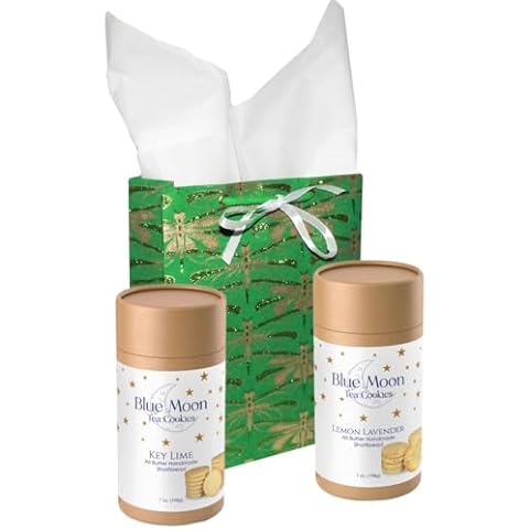 Blue Moon Tea Cookies - Key Lime Shortbread Cookies & Lemon Lavender Shortbread Cookies Gift - Cookie Gift Set - Ships Same Business Day - Order by 1 PM Pacific Time - FedEx 2 Day option Cover