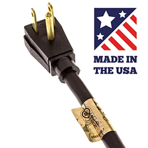 Kord King Usa Made Industrial Grade 3-Prong Sjt 14/3 Ul-Certified Replacement Power Supply Cord, 10 Ft Coiled With Right Angle Plug And Bare Ends (Black) #TOP1