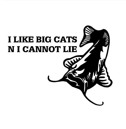 Samorou Car Decal Motoo Sticker I Like Big Cats N I Cannot Lie Fish Decal Vinyl Car Sticker Black 5 Pcs 16.5Cm X 12.6Cm