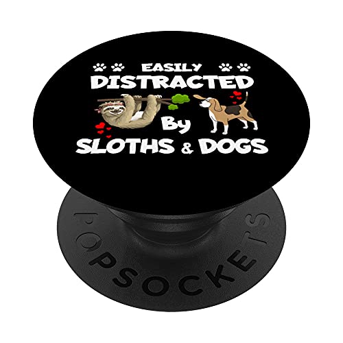Easily Distracted by Sloths and Dogs Tshirt Sloth Shirt Girl PopSockets PopGrip: Agarre intercambiable para Teléfonos y Tabletas