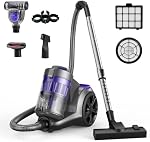 1700W Canister Vacuum Cleaner, 45Kpa Bagless Vacuum Cleaner, Multi-Cyclonic Filtration, 2 Anti-Allergen HEPA Filters, 3.5QT Dust Cup, 4 Tools, Corded Vacuum for Hard Floor, Carpets, Pet Hair, Purple