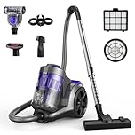 1700W Canister Vacuum Cleaner, 45Kpa Bagless Vacuum Cleaner, Multi-Cyclonic Filtration, 2 Anti-Allergen HEPA Filters, 3.5QT Dust Cup, 4 Tools, Corded Vacuum for Hard Floor, Carpets, Pet Hair, Violet