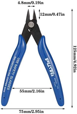 Phoetya 2pcs Wire Cutter, Electrical Side Cutter Precision Cutters Wire Strippers Electrical Snips Electrical with Soft Grip for Jewelry Craft DIY