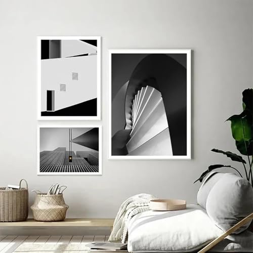Impressions sur toile de bâtiments classiques rétro 60x110cm x3 avec cadre