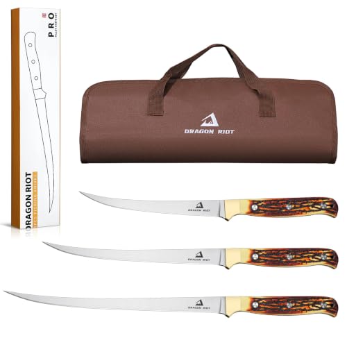 DRAGON RIOT Fillet Knife Set, Japanese Stainless Steel, Ergonomic Handle